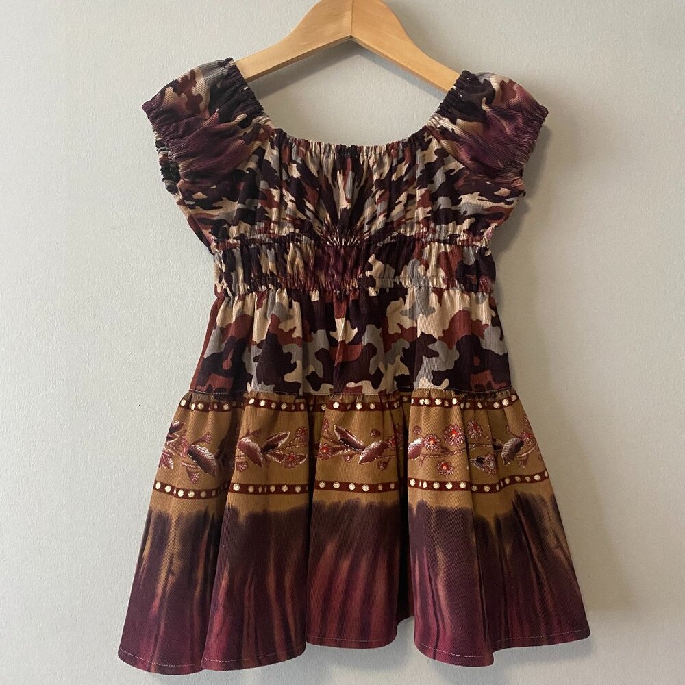 Handmade Children's 100% Cotton Corduroy Brown Tan Multicolour Dress